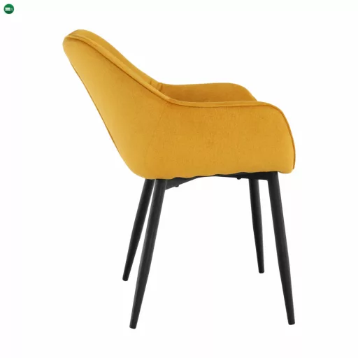 Dizájnos fotel, sárga Velvet anyag, FEDRIS