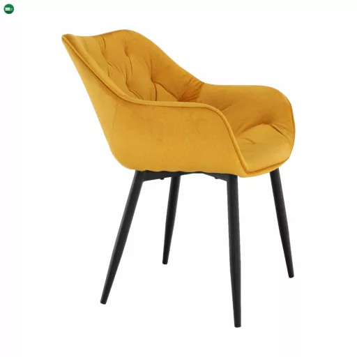 Dizájnos fotel, sárga Velvet anyag, FEDRIS