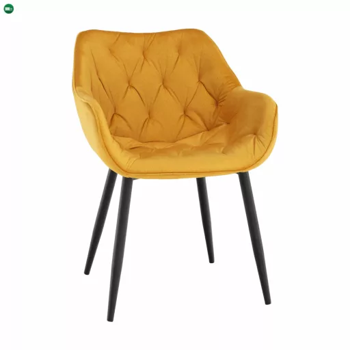 Dizájnos fotel, sárga Velvet anyag, FEDRIS