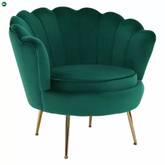   Fotel Art-deco stílusban, smaragd Velvet anyag/gold króm-arany, NOBLIN