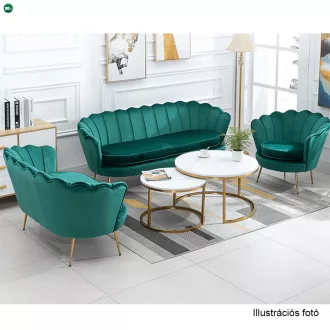   Pad Art-deco stílusban, smaragd Velvet anyag/gold króm-arany, NOBLIN