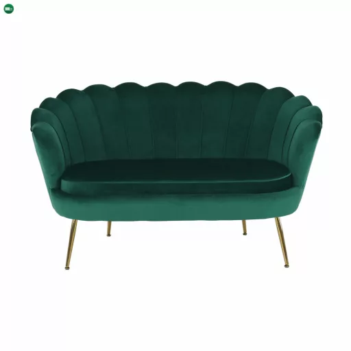 Pad Art-deco stílusban, smaragd Velvet anyag/gold króm-arany, NOBLIN