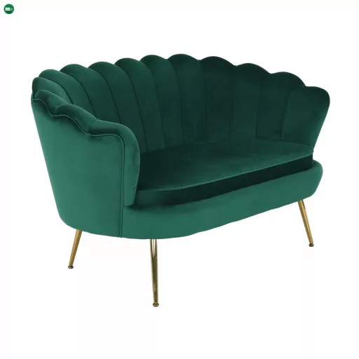 Pad Art-deco stílusban, smaragd Velvet anyag/gold króm-arany, NOBLIN