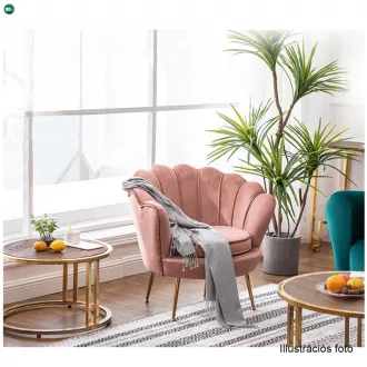   Fotel Art-deco stílusban, rózsaszín Velvet anyag/gold króm-arany, NOBLIN