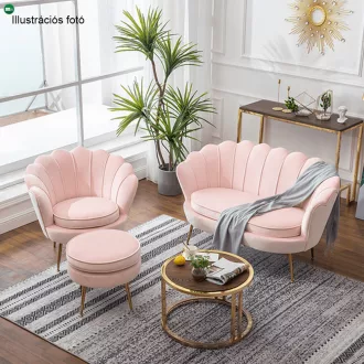   Fotel Art-deco stílusban, rózsaszín Velvet anyag/gold króm-arany, NOBLIN