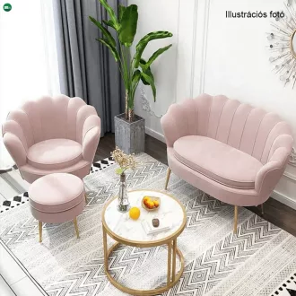   Fotel Art-deco stílusban, rózsaszín Velvet anyag/gold króm-arany, NOBLIN