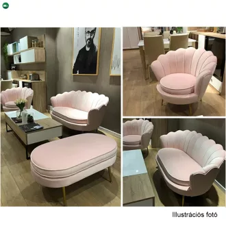   Pad Art-deco stílusban, rózsaszín Velvet anyag/gold chróm-arany, NOBLIN