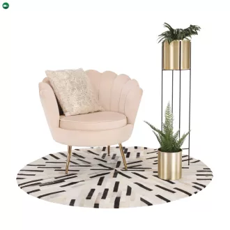   Fotel Art-deco stílusban, bézs Velvet anyag/gold chróm-arany, NOBLIN