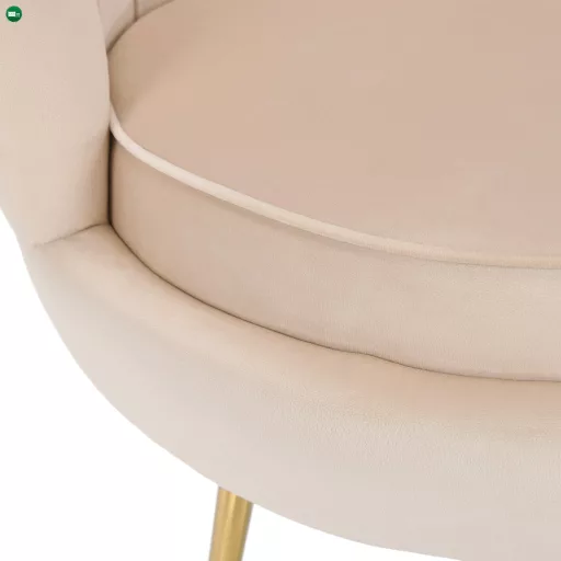 Fotel Art-deco stílusban, bézs Velvet anyag/gold chróm-arany, NOBLIN