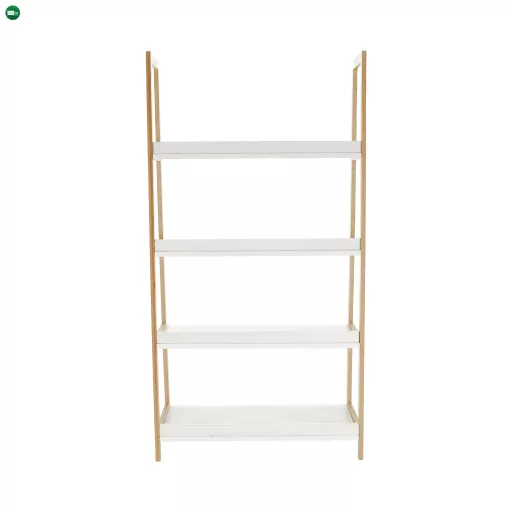 4 polcos állvány, fehér/természetes, KOEN TYP 2