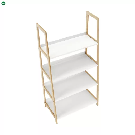 4 polcos állvány, fehér/természetes, KOEN TYP 2