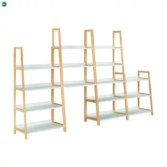 5 polcos állvány, fehér/természetes, KOEN TYP 3