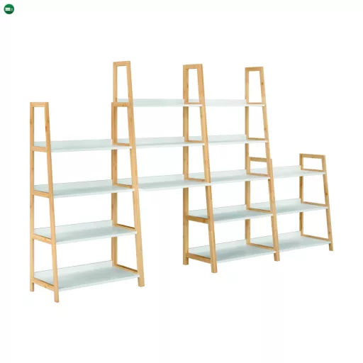 5 polcos állvány, fehér/természetes, KOEN TYP 3