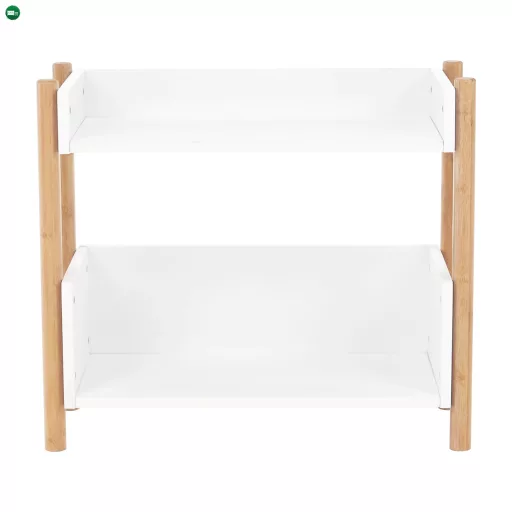 2 polcos állvány, természetes bambusz/fehér, BALTIKA TYP 1