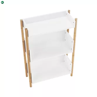   3 polcos állvány, természetes bambusz/fehér, BALTIKA TYP 2