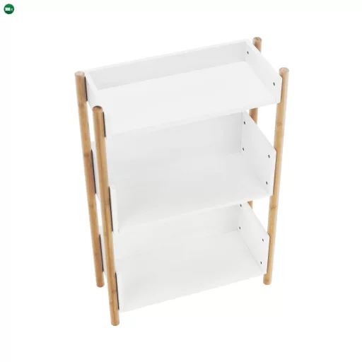 3 polcos állvány, természetes bambusz/fehér, BALTIKA TYP 2
