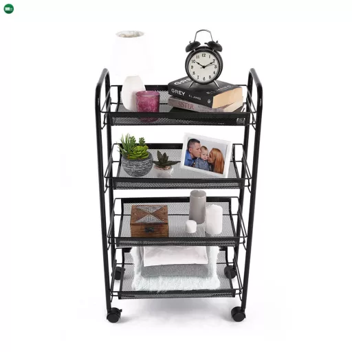 Tálalókocsi, fekete, MYRIS