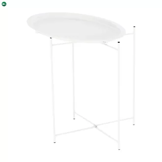 Kisasztal levehető tálcával, fehér, RENDER