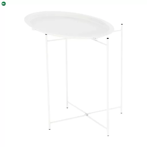 Kisasztal levehető tálcával, fehér, RENDER