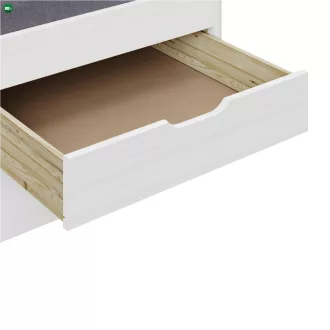   Ágy kihúzható pótággyal, fehér, tömörfa, 90x200, MARINELLA NEW
