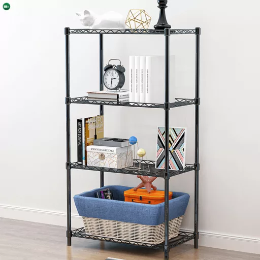 Polcállvány, 4 polcos, fekete, SUER TYP 1