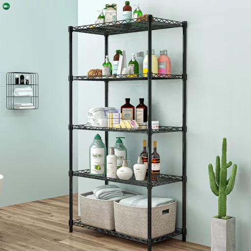 Polcállvány, 5 polcos, fekete, SUER TYP 2