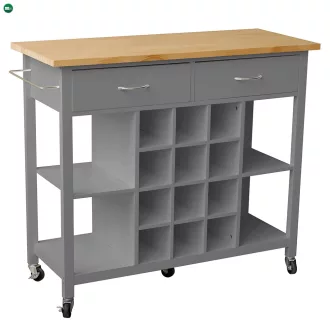   Tálalókocsi polcállvánnyal üvegekhez, sötétszürke/természetes, DILIA