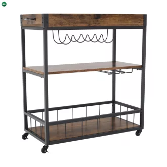 Tálalókocsi, tölgy smoke/fekete, SILVIUS