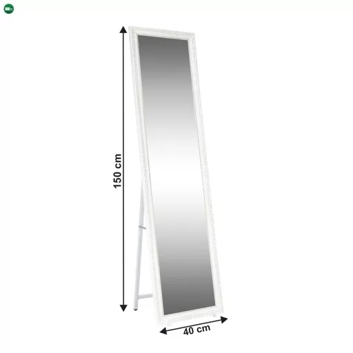 Álló tükor, fehér/arany dísz, LAVAL