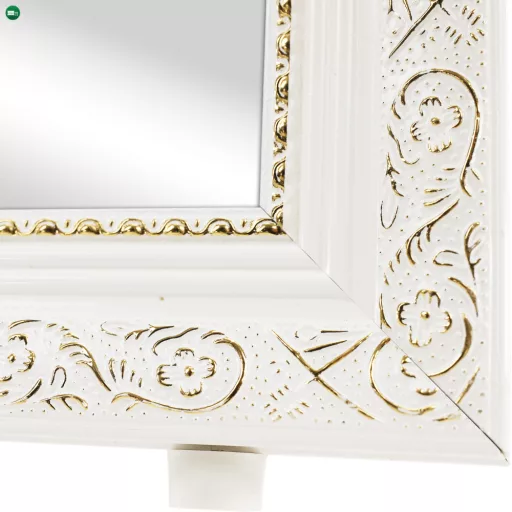 Álló tükor, fehér/arany dísz, LAVAL