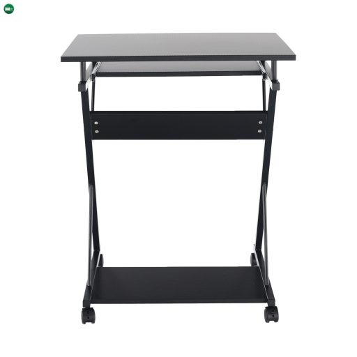 Mozgatható számítógépasztal/Gamer asztal kerekekkel, fekete, TARAK