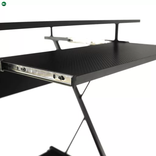 Mozgatható számítógépasztal/Gamer asztal kerekekkel, fekete, TARAK