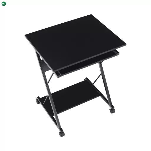 Mozgatható számítógépasztal/Gamer asztal kerekekkel, fekete, TARAK