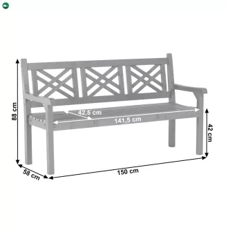 Fából készült kerti pad, szürke, 150 cm, FABLA