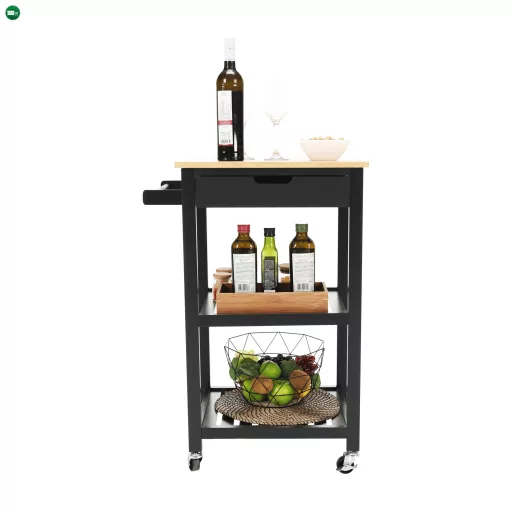 Tálalókocsi, természetes/fekete, ARETE