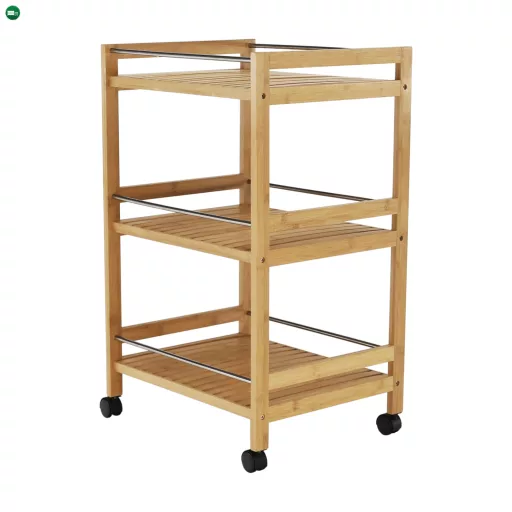 Tálalókocsi, természetes bambusz, NASHY