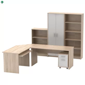 Irodai összeállítás, sonoma tölgyfa/fehér, JOHAN 2 NEW