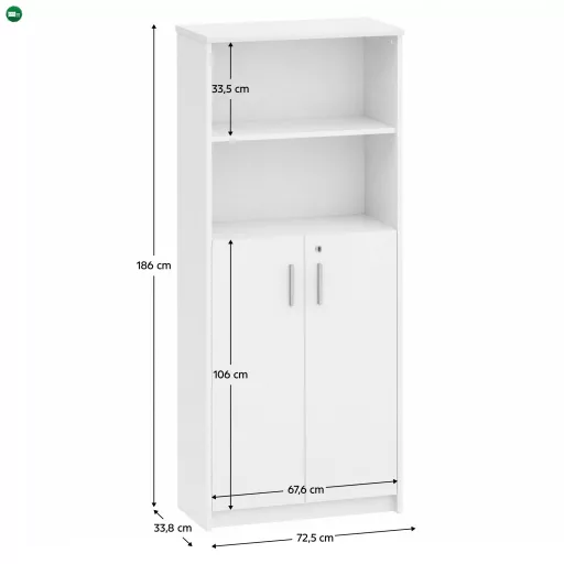 Irattartó zárható szekrénnyel, fehér, JOHAN 2 NEW 10