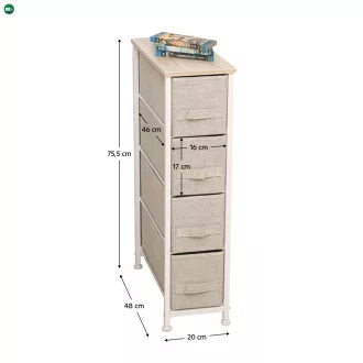   Komód szövet fiókokkal, világosszürke/fehér/bézs, OFELIA TYP 2