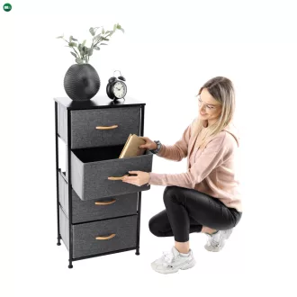   Komód szövet fiókokkal, fekete/sötétszürke, PALMERA TYP 2