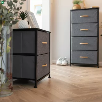   Komód szövet fiókokkal, fekete/sötétszürke, PALMERA TYP 2