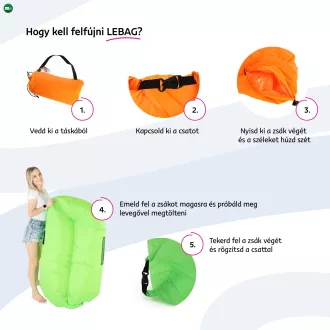 Felfújható babzsák/lazy bag, zöld, LEBAG