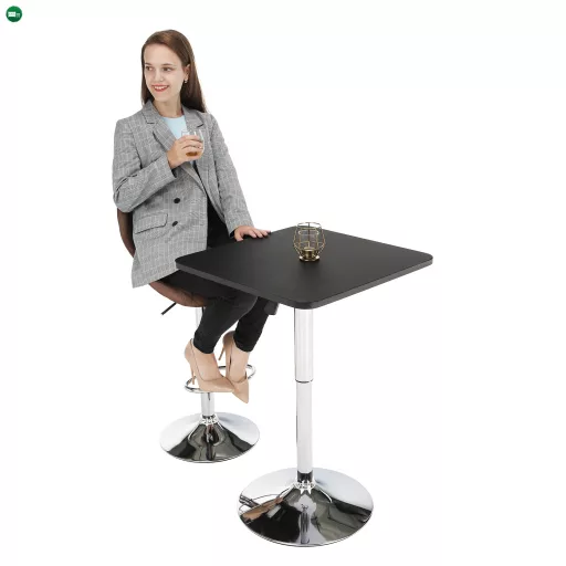 Magasság állítható bárasztal, fekete, 57x84-110 cm, FLORIAN