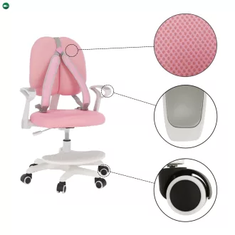   Növekvő szék alappal és pántokkal, rózsaszín/fehér, ANAIS