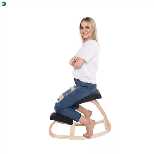 Egyensúlyfejlesztő  térdelőszék, fekete/természetes, RENAR