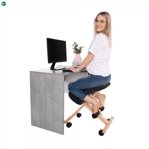 Ergonomikus térdelőszék, fekete/bükkfa, GROCO