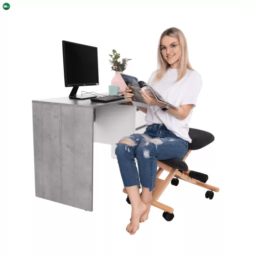 Ergonomikus térdelőszék, fekete/bükkfa, GROCO