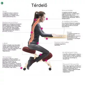 Ergonomikus térdelőszék, krémszínű/bükkfa, GROCO