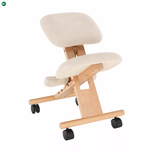 Ergonomikus térdelőszék, krémszínű/bükkfa, GROCO