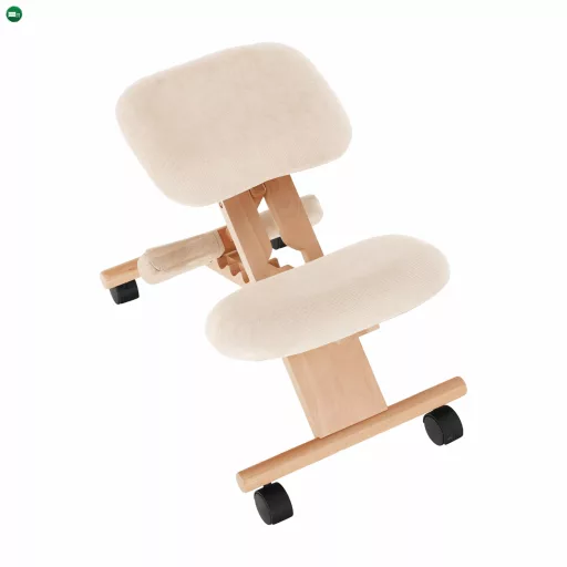 Ergonomikus térdelőszék, krémszínű/bükkfa, GROCO